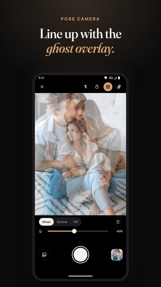 Pose camera with ghost overlay